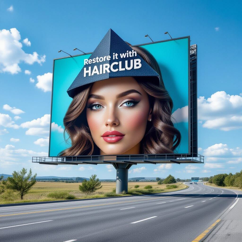 3D Billboard with Human Face and Hairpiece