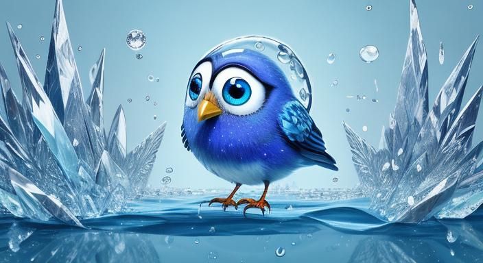 Surreal Crystal Bird with Water Drop Feathers