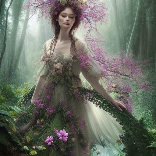 Beautiful Forest Fairy in Hyperrealistic Digital Painting