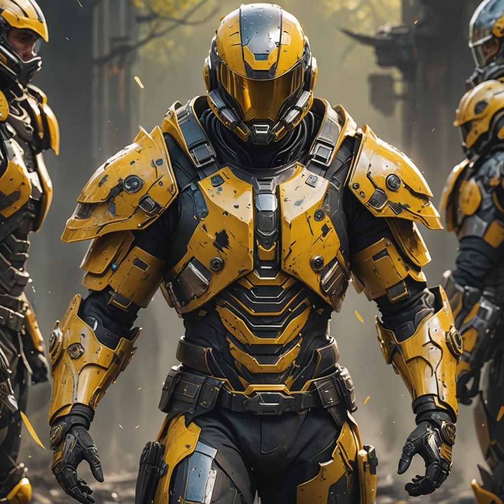 Futuristic Human Male in Yellow Body Armor