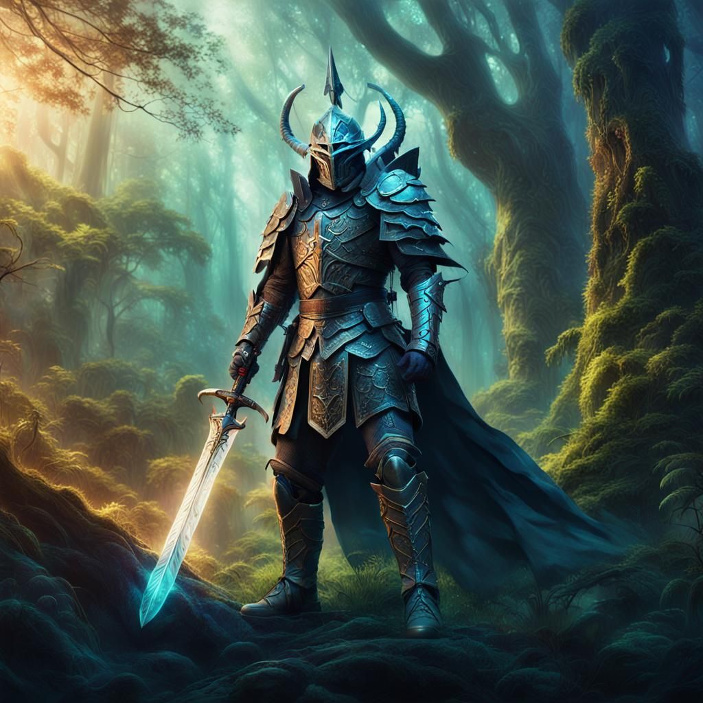 Warrior in Mystical Forest: Fantasy Concept Art