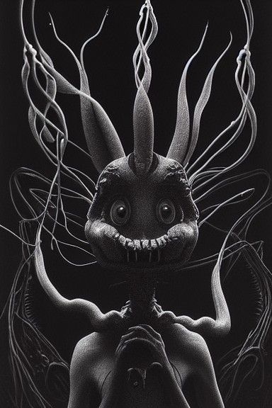 Grotesque Bugs Bunny Horror in Beksinski Style