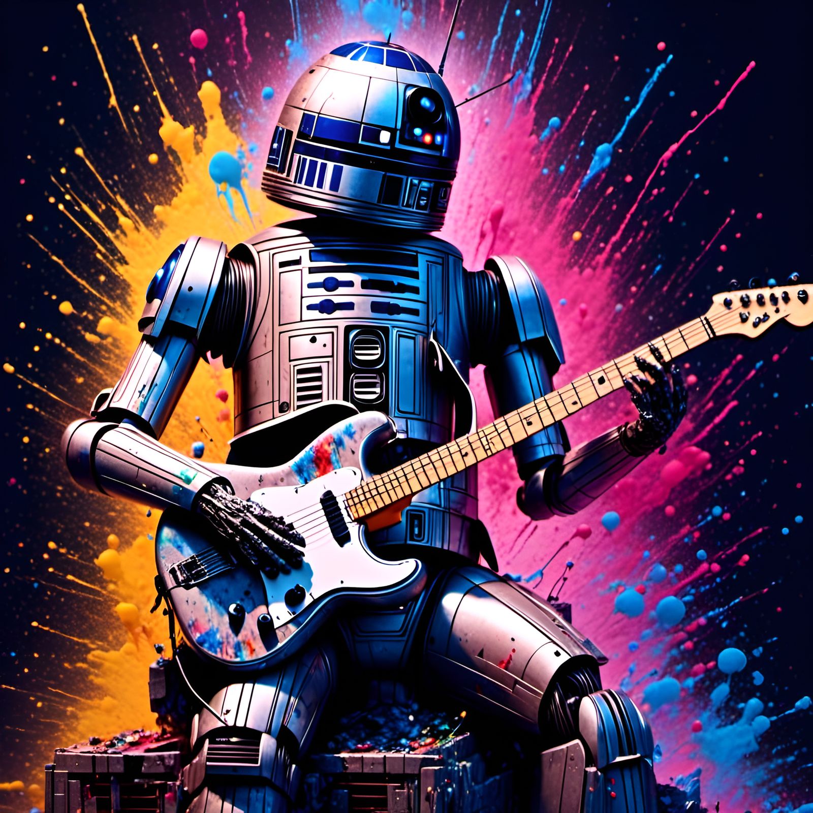 R2-D2 Rocks Out on Electric Guitar