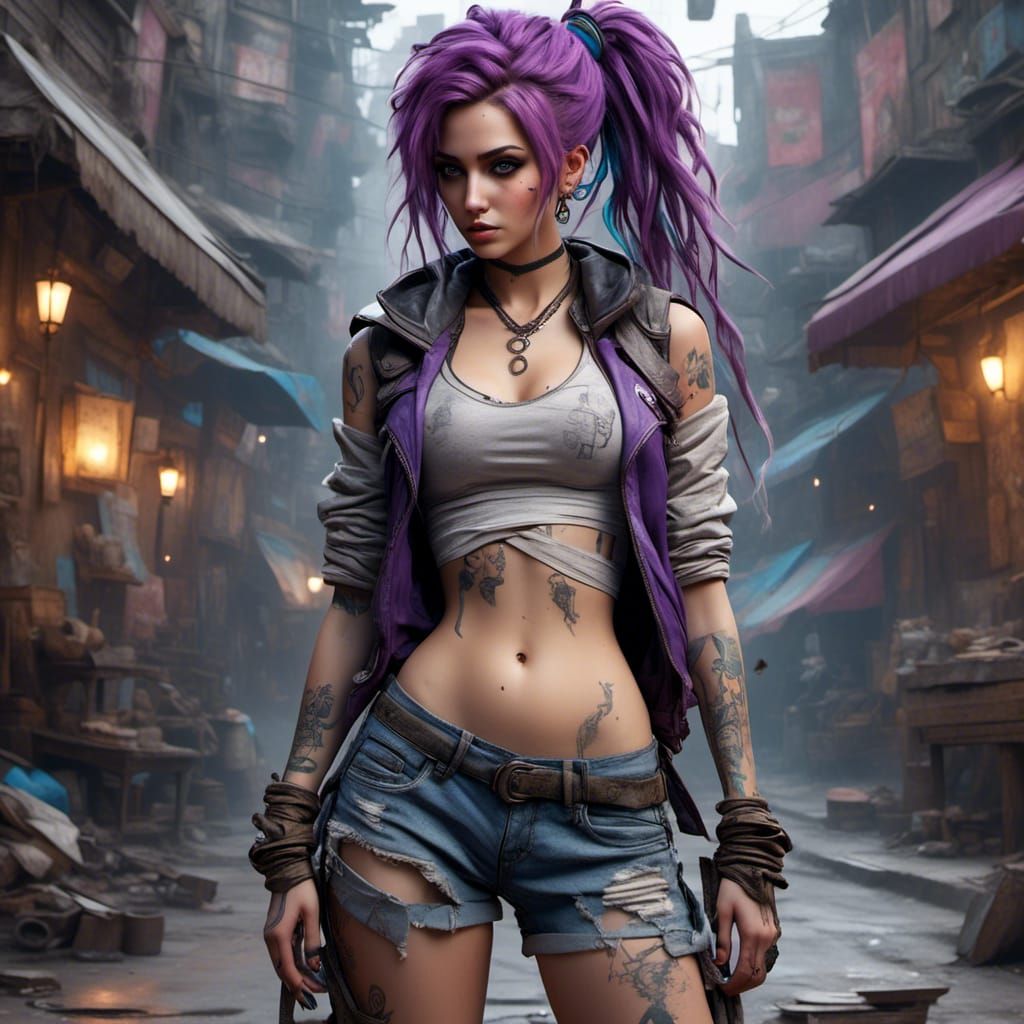 Female Street Artist Painting Graffiti with Braided Hair