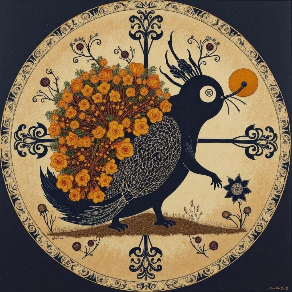 Intricate Doily Town Landscape with Cicada Song Elements