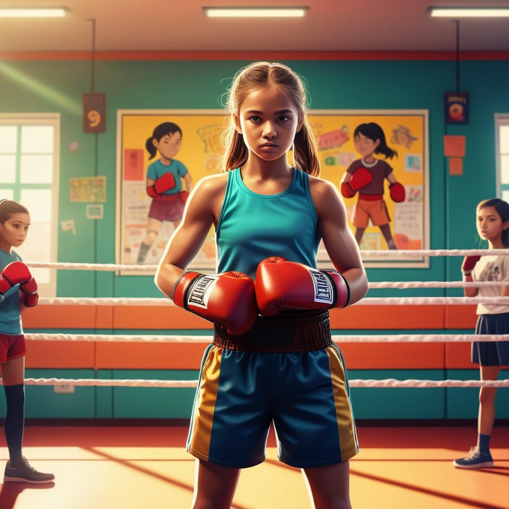 Boxing Champion Visits Kindergarten in Comic Book Style