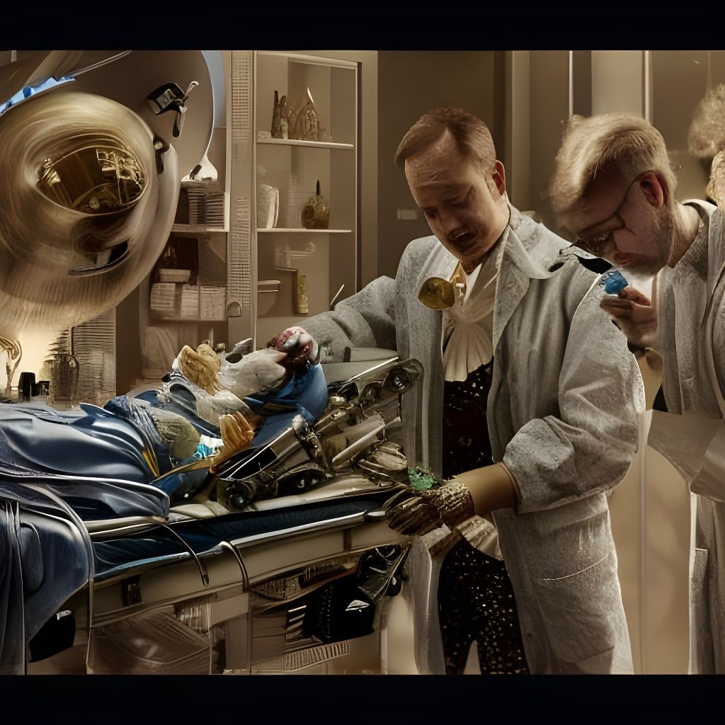 Glittering Doctor Performing Surgery in Ghibli Style