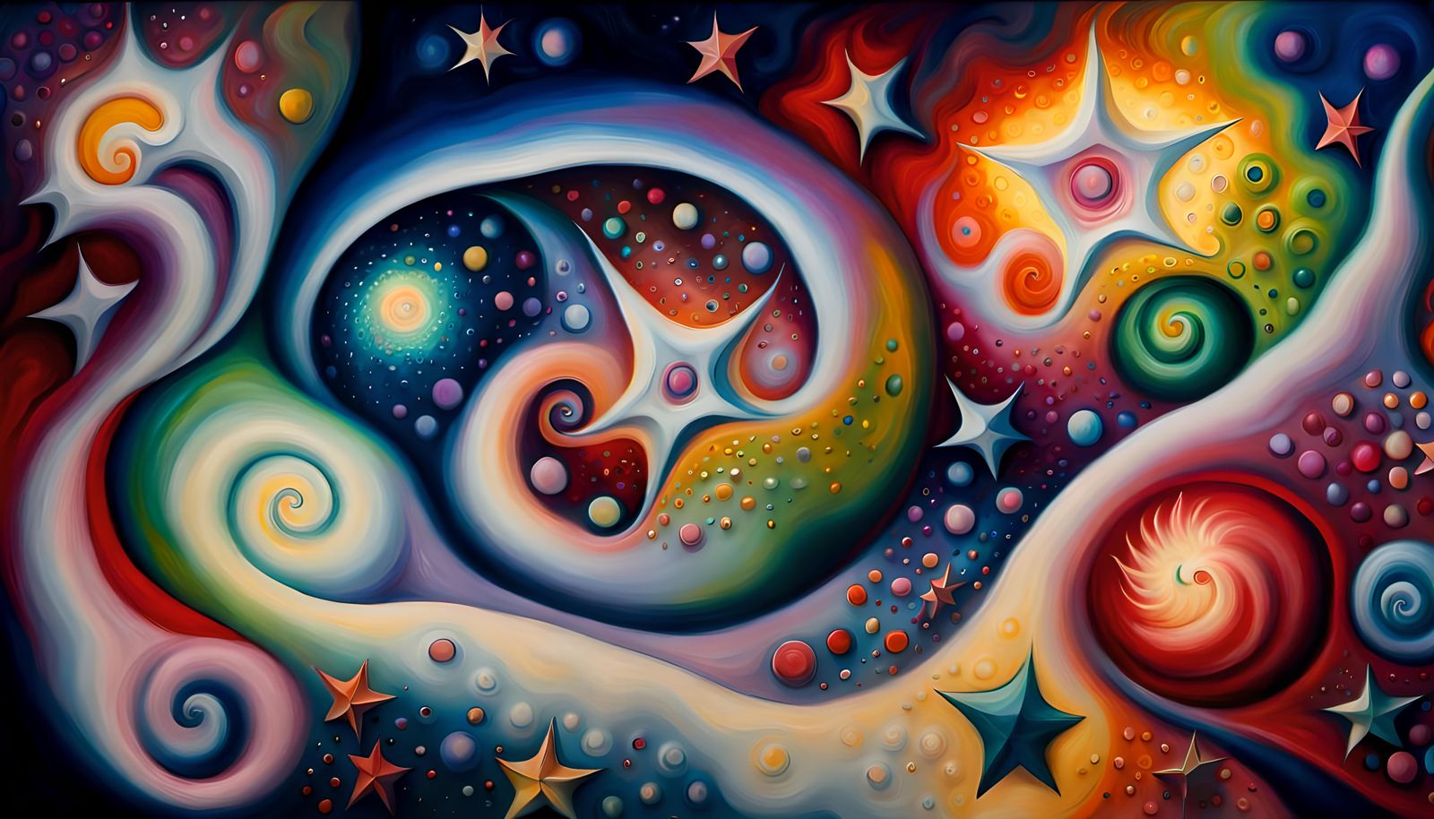 Cosmic Star Cluster in Impasto Oil Painting Style