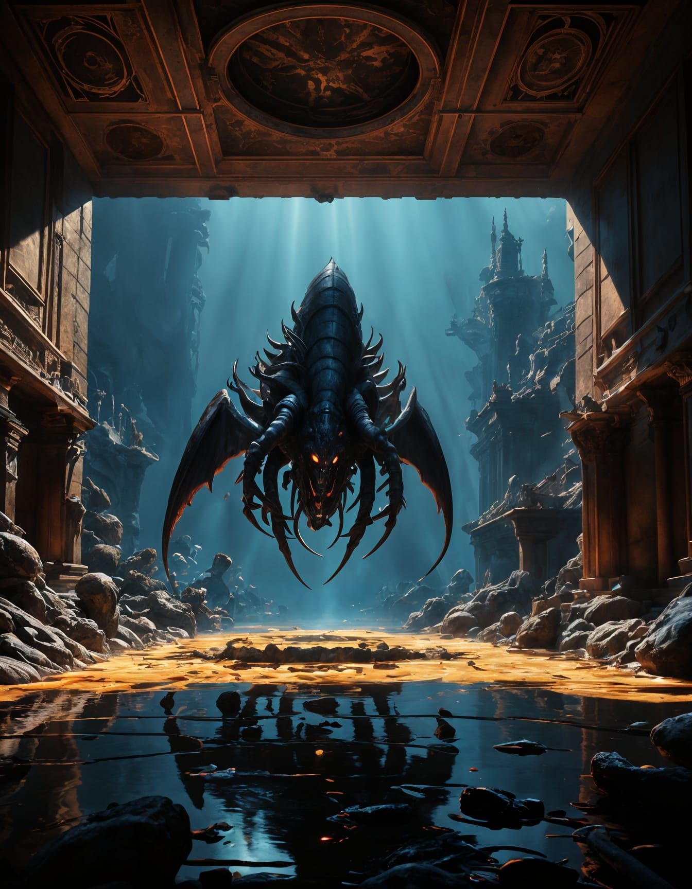 Masterpiece Oil Painting of a Predator in Chiaroscuro Light