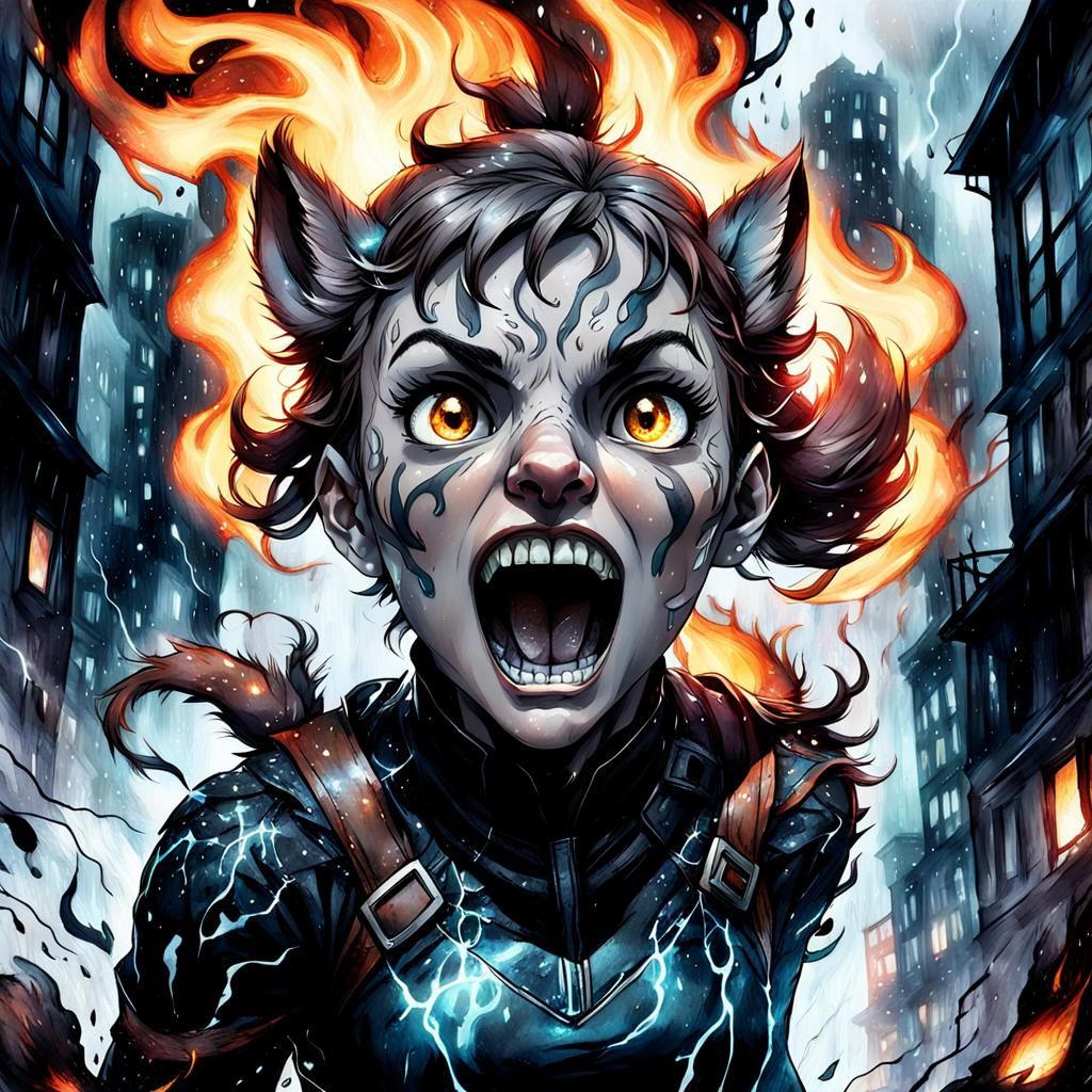 Haunting Squirrel Girl Portrait in Anime Style