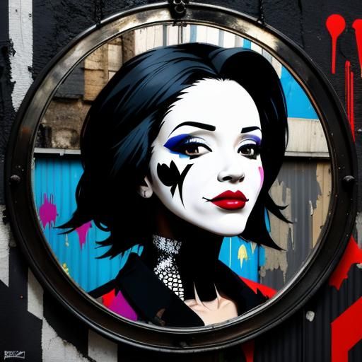 Banksy-Style Street Art Portrait in High Contrast