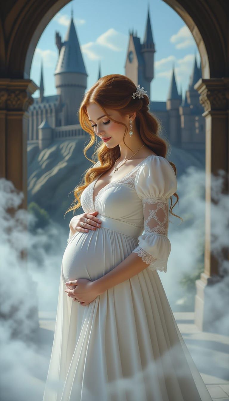 Ginny Weasley Maternity Portrait in Whimsical Style