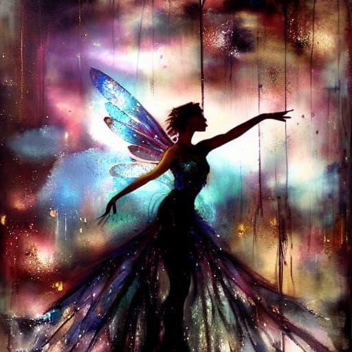 Winged Fairy Dancing in Starlight