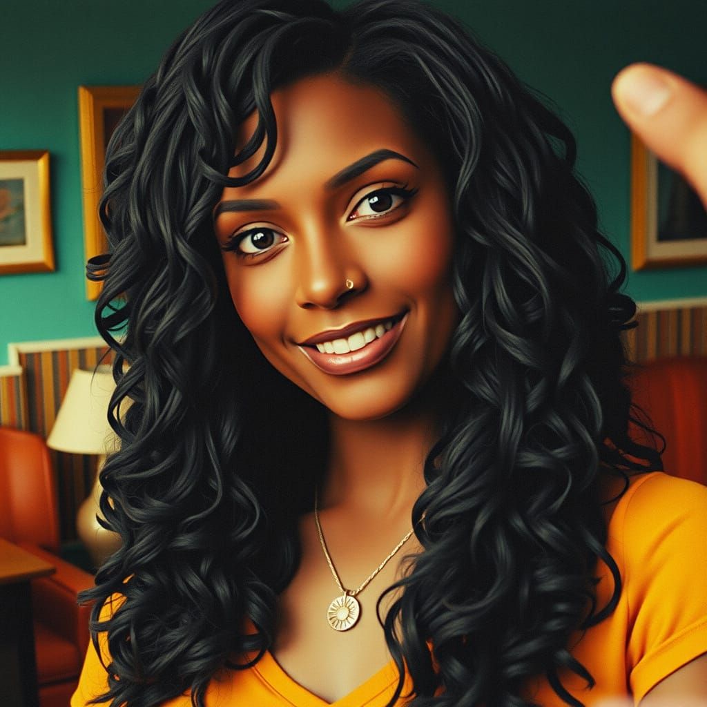 Portrait of an African American Woman with Braided Hair