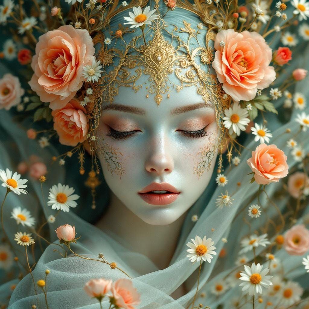 Divine Being in Art Nouveau Porcelain Style