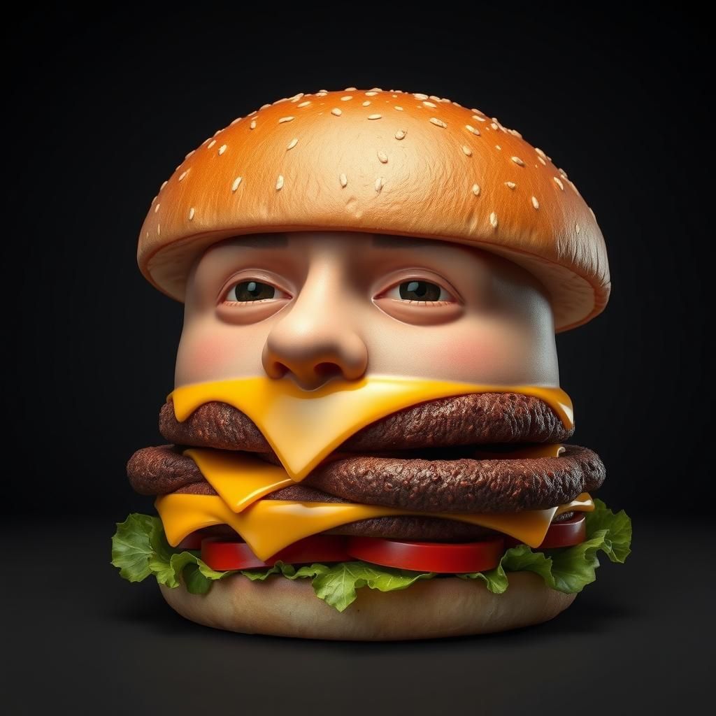 Hyperrealistic Hamburger with Human Face