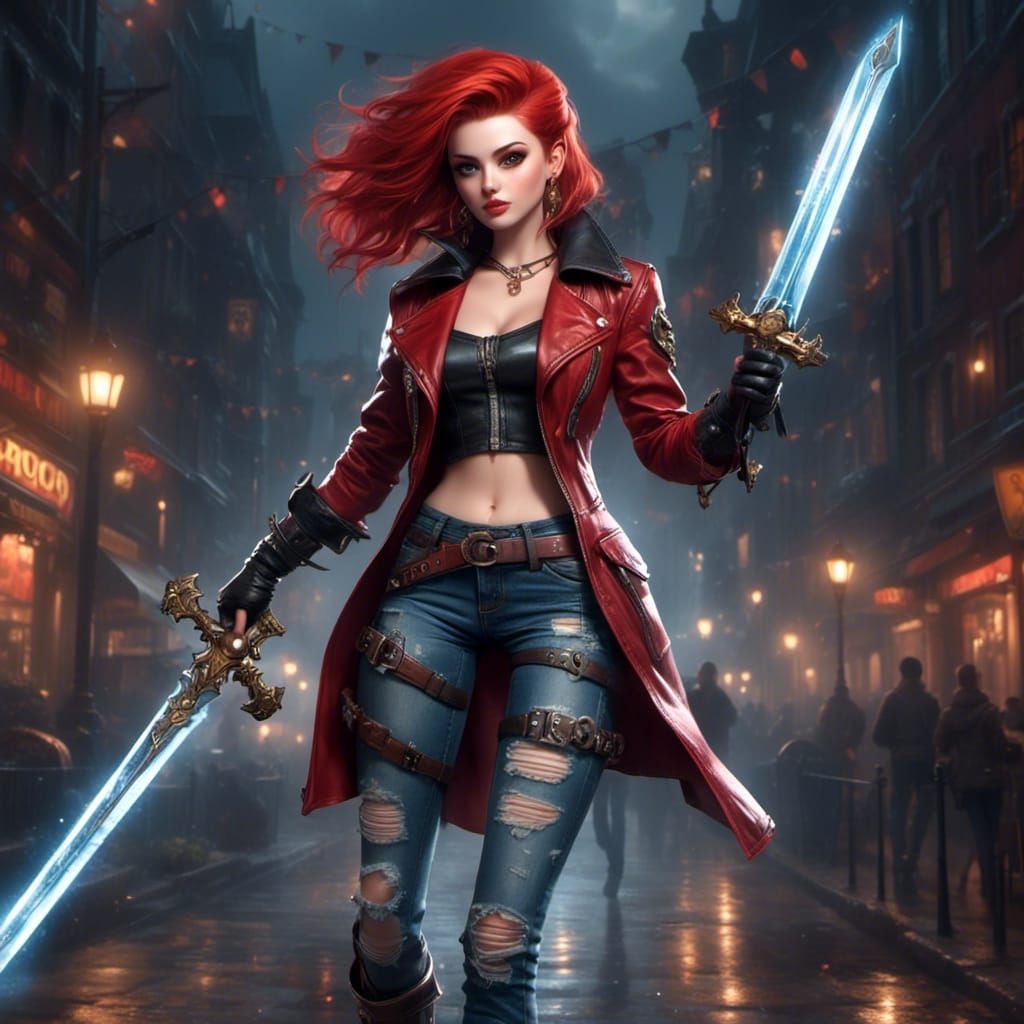 Anime RPG Warrior with Glowing Sword