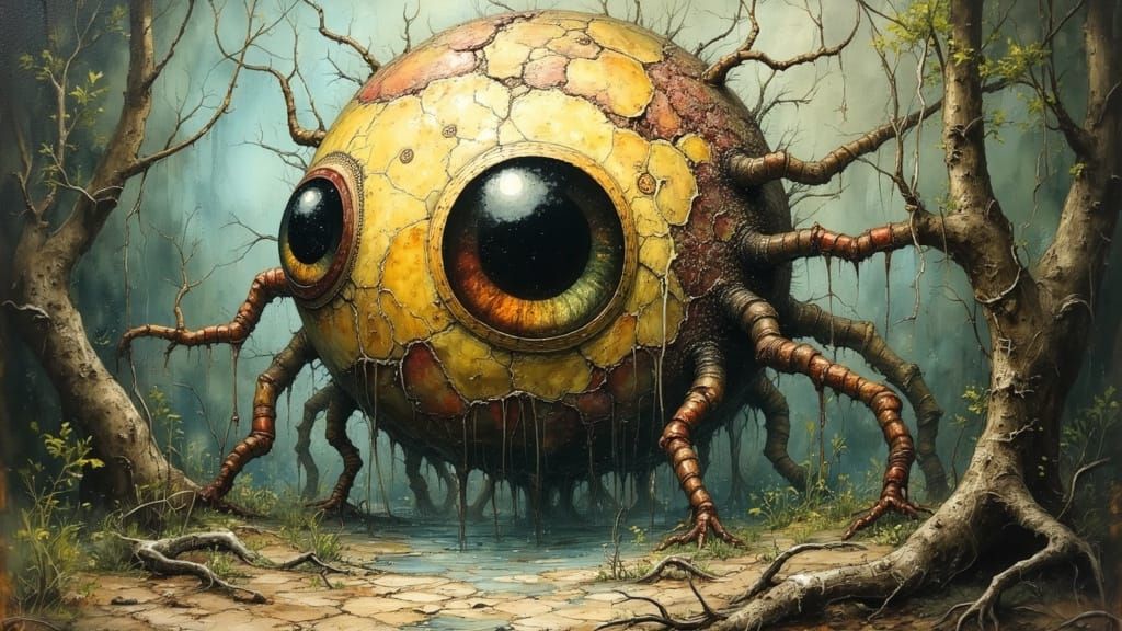 Beholder Creature in Textured Oil Painting Style