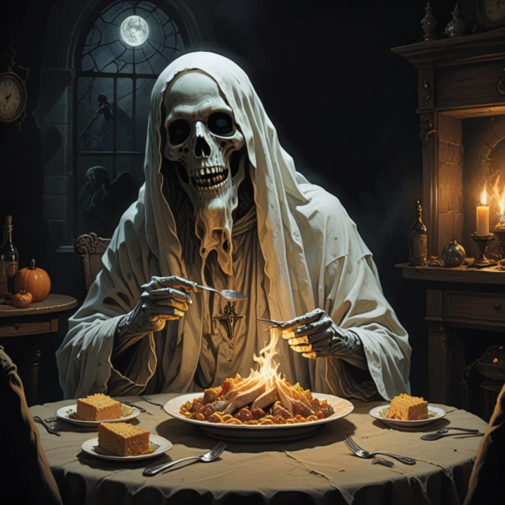 Ghost of Bob Devours Living Souls in Dark Fantasy Scene