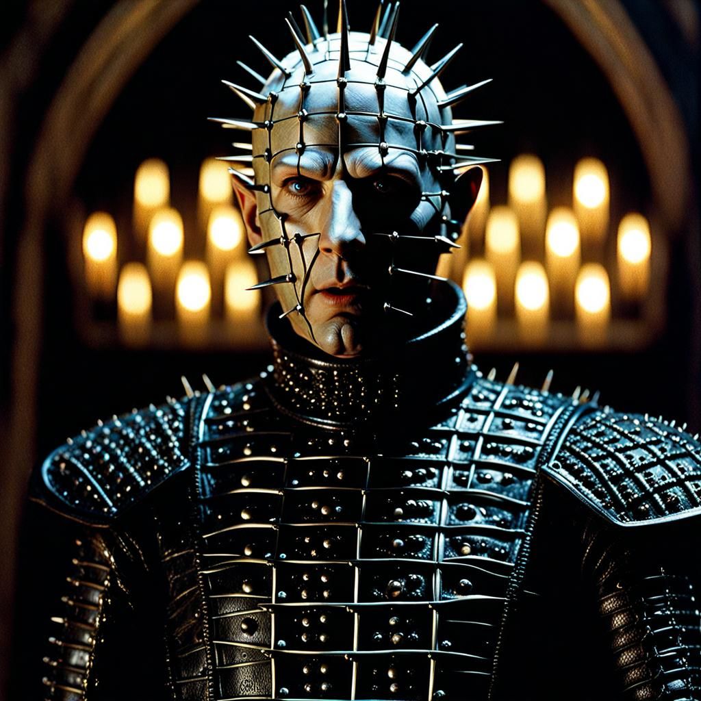 Detailed Pinhead from Hellraiser: 1987 Movie Scene
