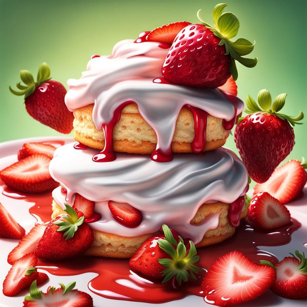 Hyperrealistic Strawberry Shortcake Splash Art