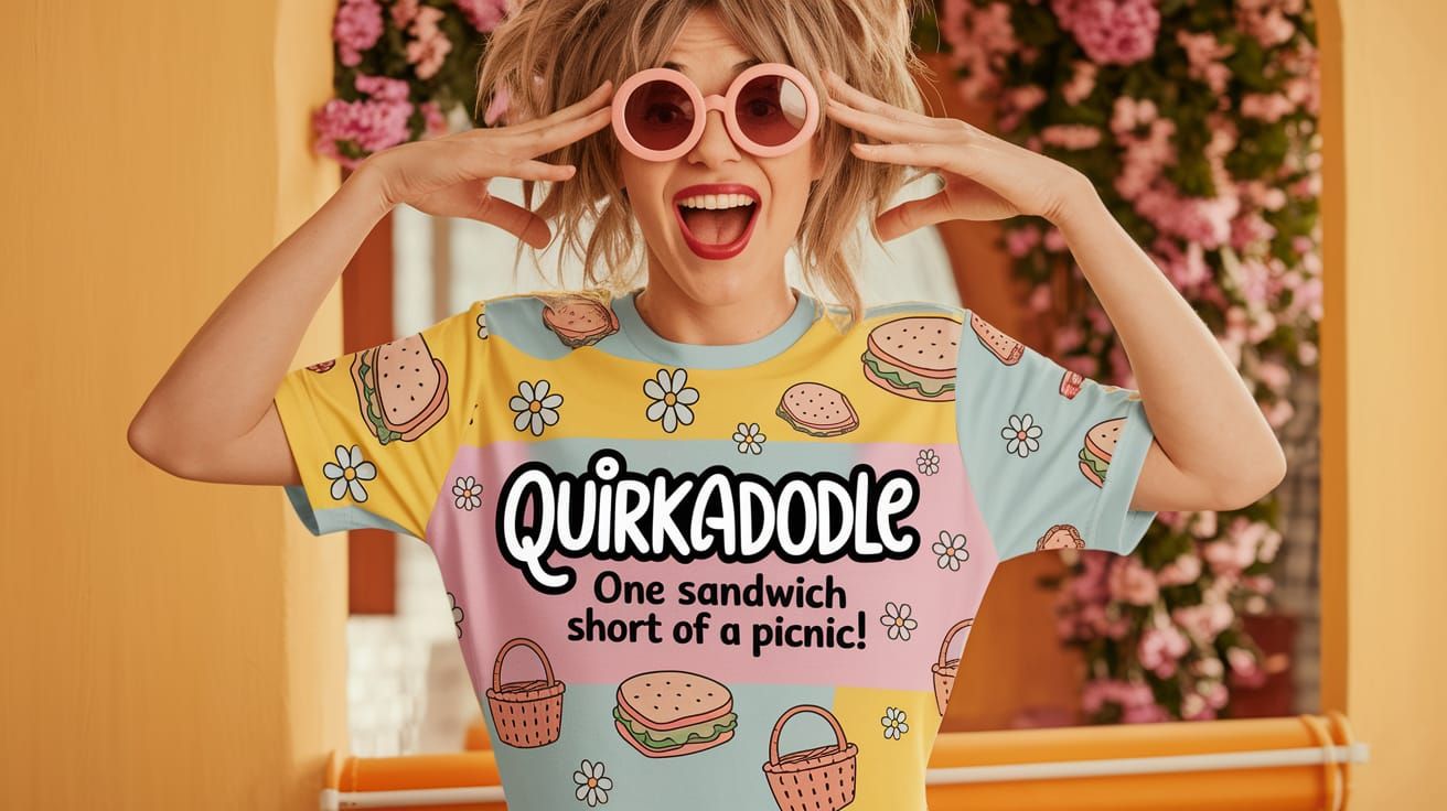 Quirky Woman in a Whimsical T-Shirt Photograph