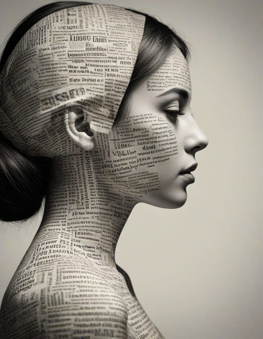 Anonymous Woman in Textual Collage