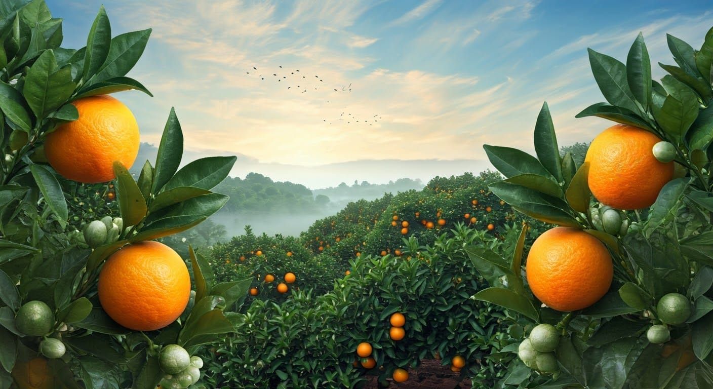 Tranquil Orange Garden in Morning Light