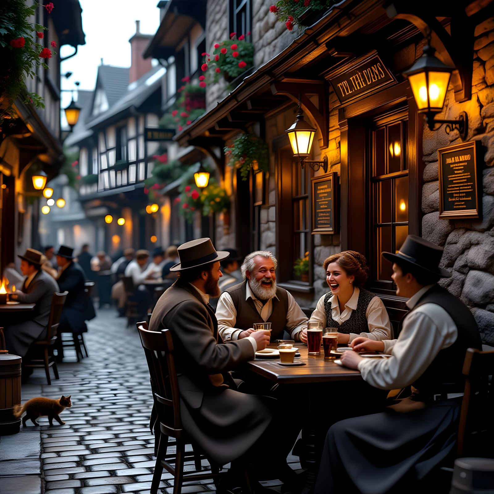 1890s Tavern Scene: Working Class Camaraderie in Painterly S...