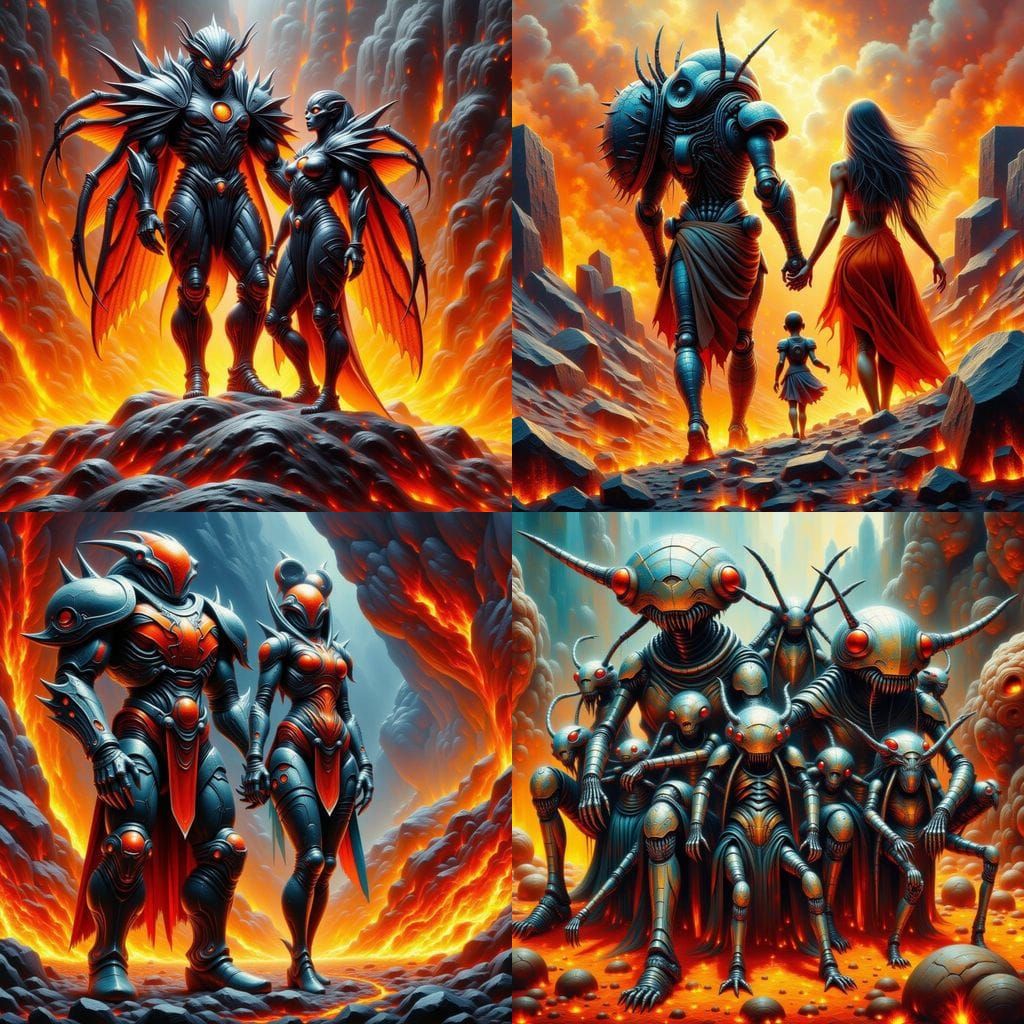 Lava Swimming Insect Tribe on Alien Planet