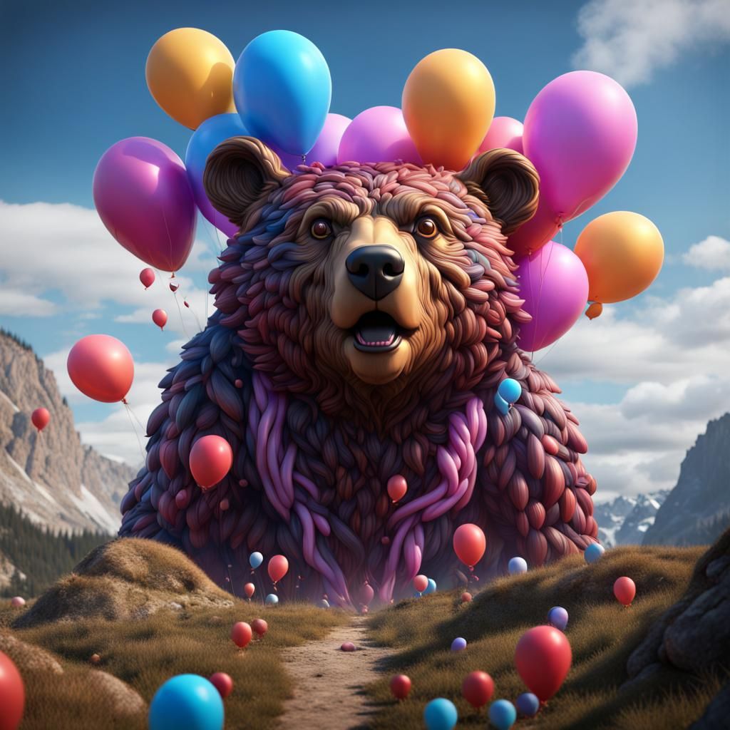 Balloon Bear: Detailed Fantasy Concept Art