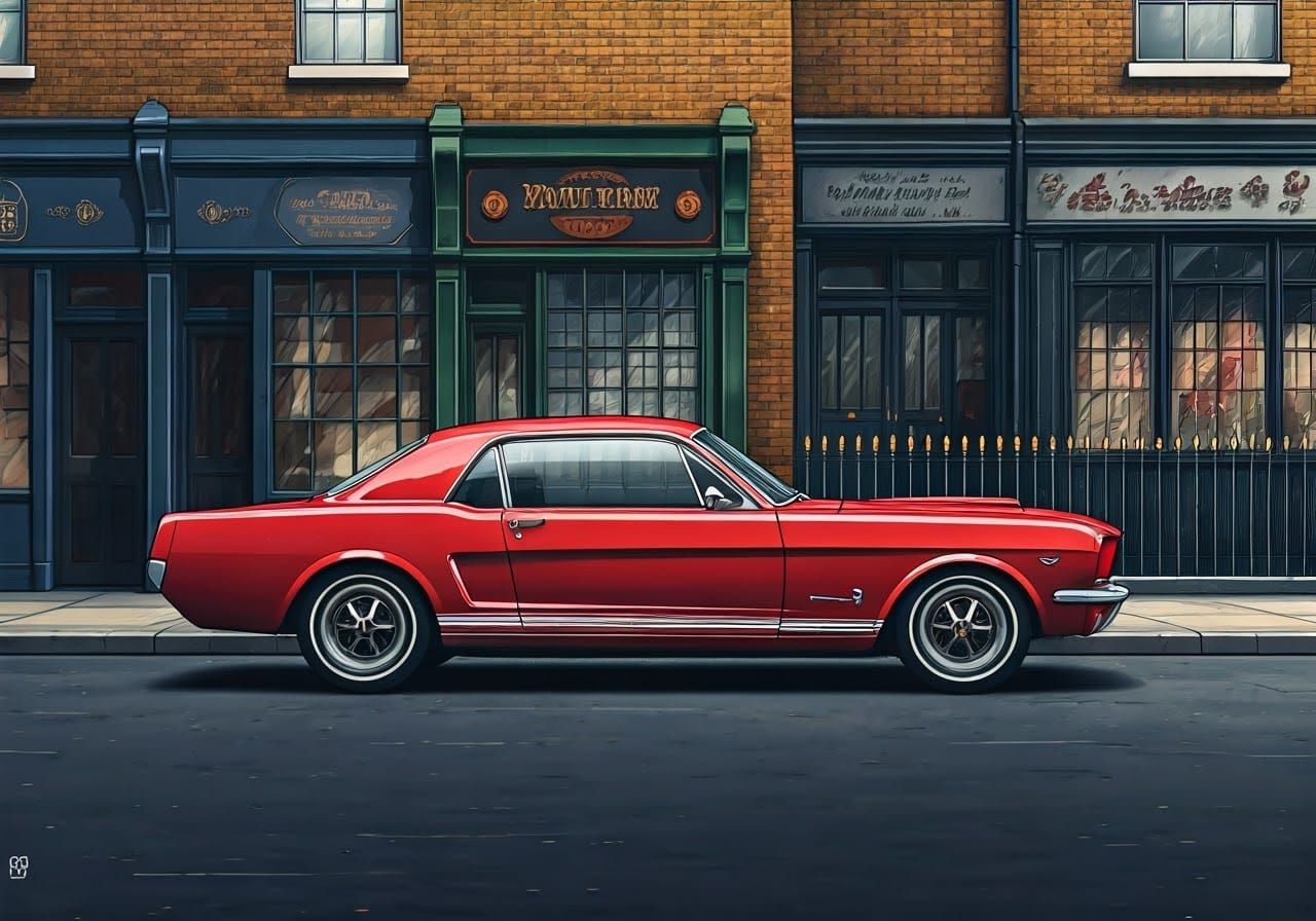 1965 Ford Mustang Hardtop in Anime Style