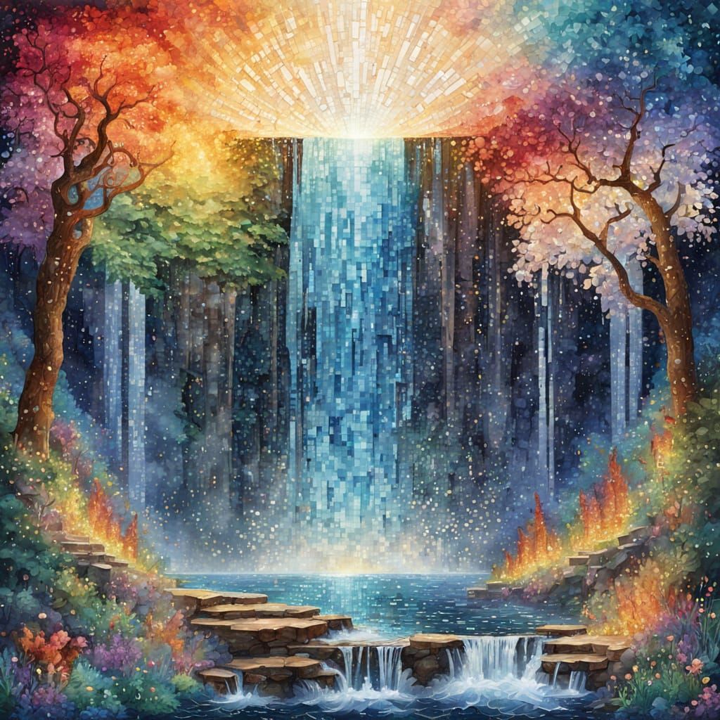 Vibrant Crystal Waterfall in Synchronised Chaos