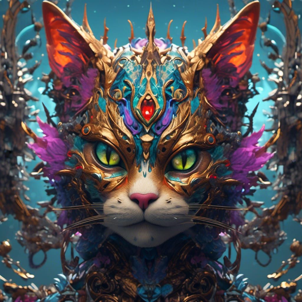 Tattooed Pierced Cat: Detailed Matte Painting