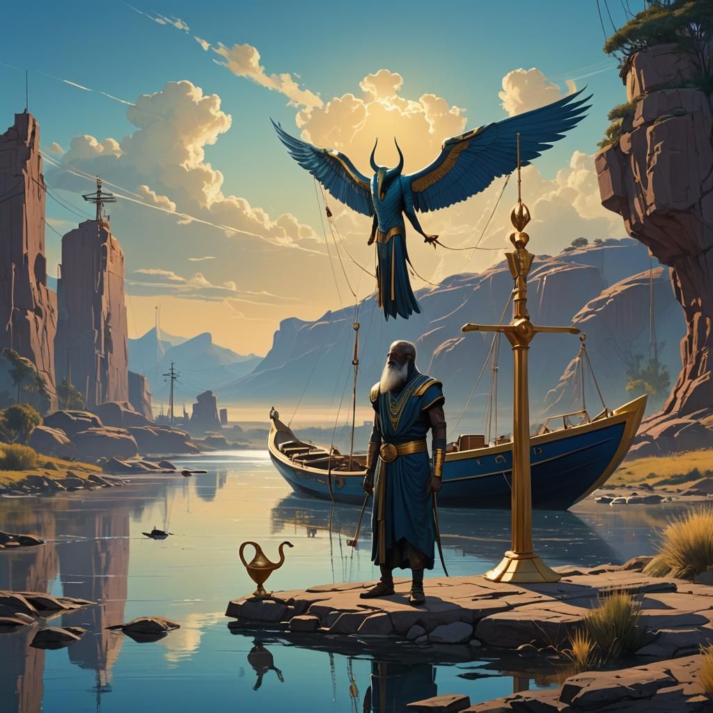 Thoth with Scales of Justice by River