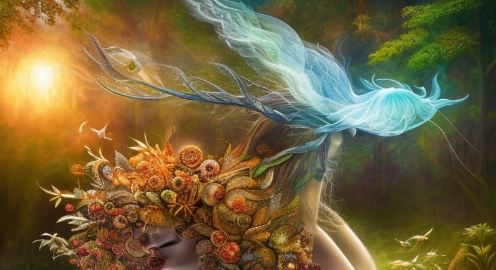 Intricate Energy Map in Flowing Gouache Style