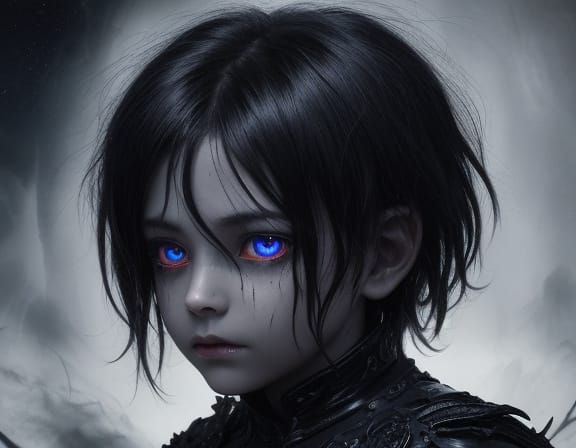 Dark Fallen Angel Child in Cosmic Void