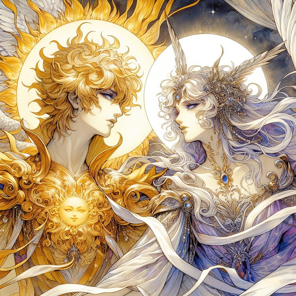 Celestial Lovers in Majestic Harmony
