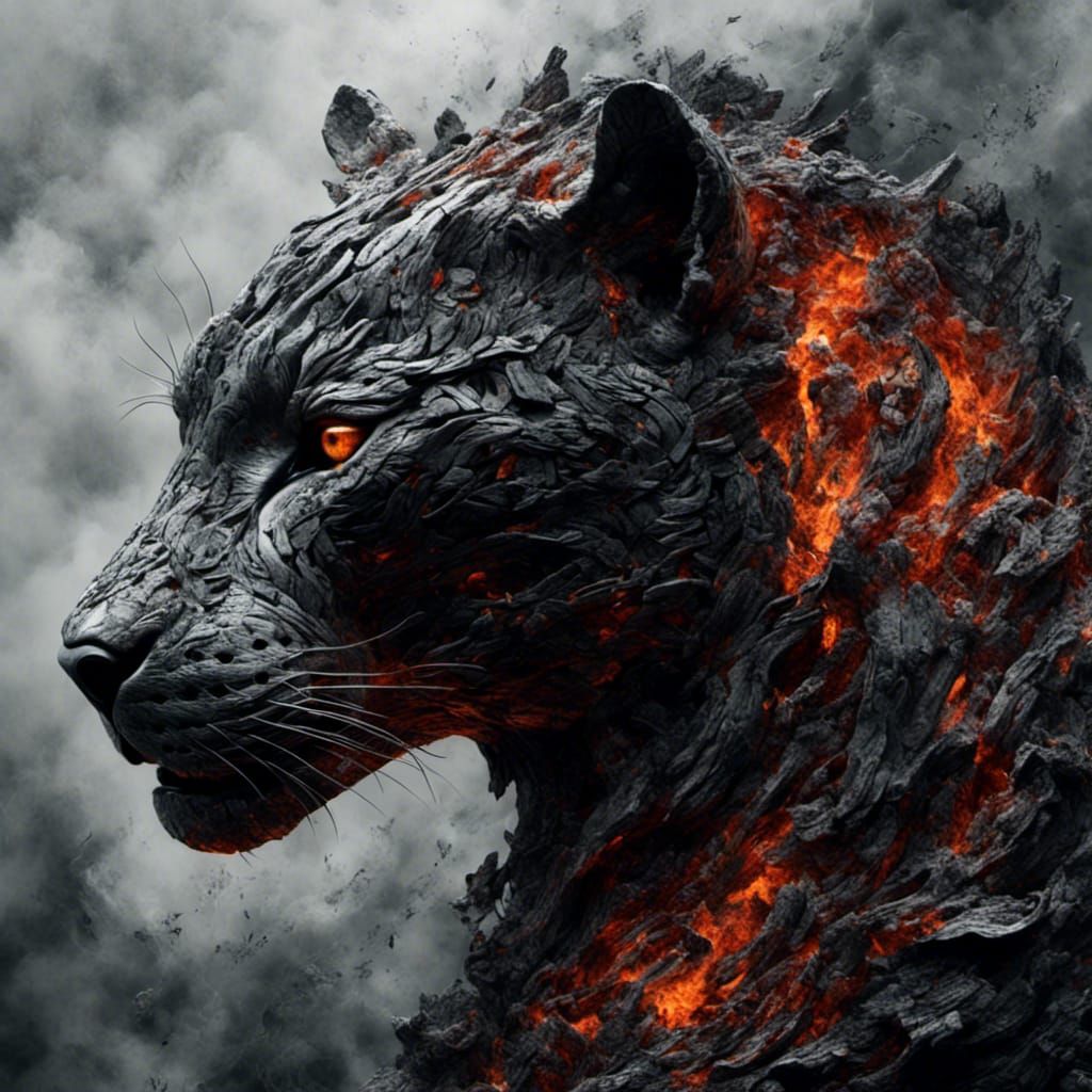 Fiery Jaguar: Smoldering Mist and Vivid Colors