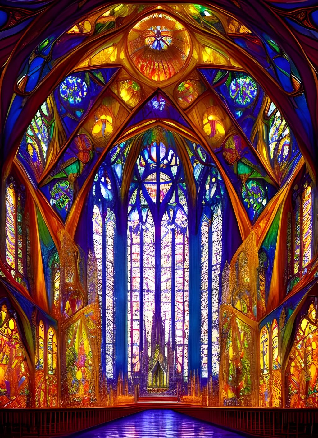 Stained Glass Crystal Church: Hyper-Detailed Fantasy Render