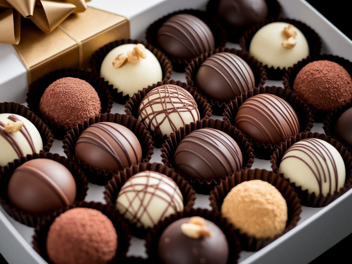 Luxurious Assorted Chocolate Truffles in Elegant Golden Box