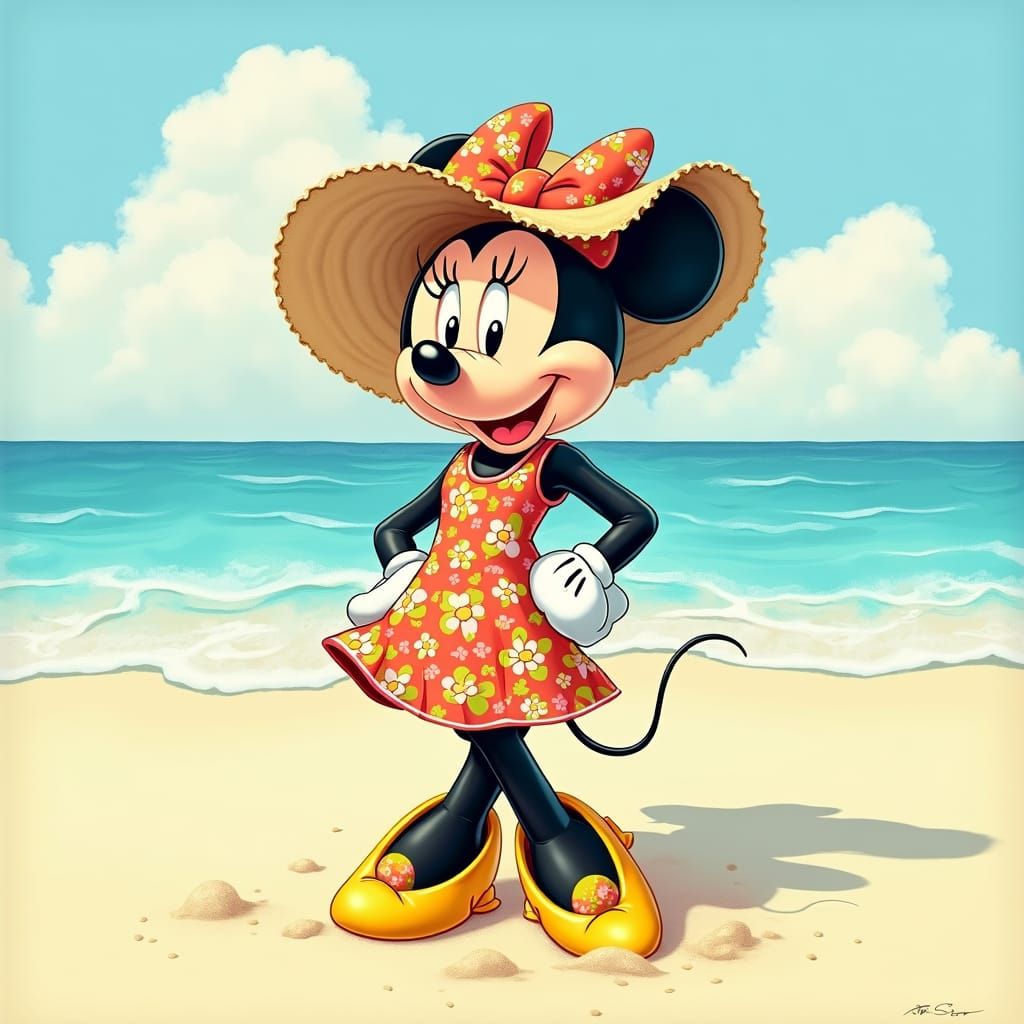 Minnie Mouse on a Sunny Beach Day