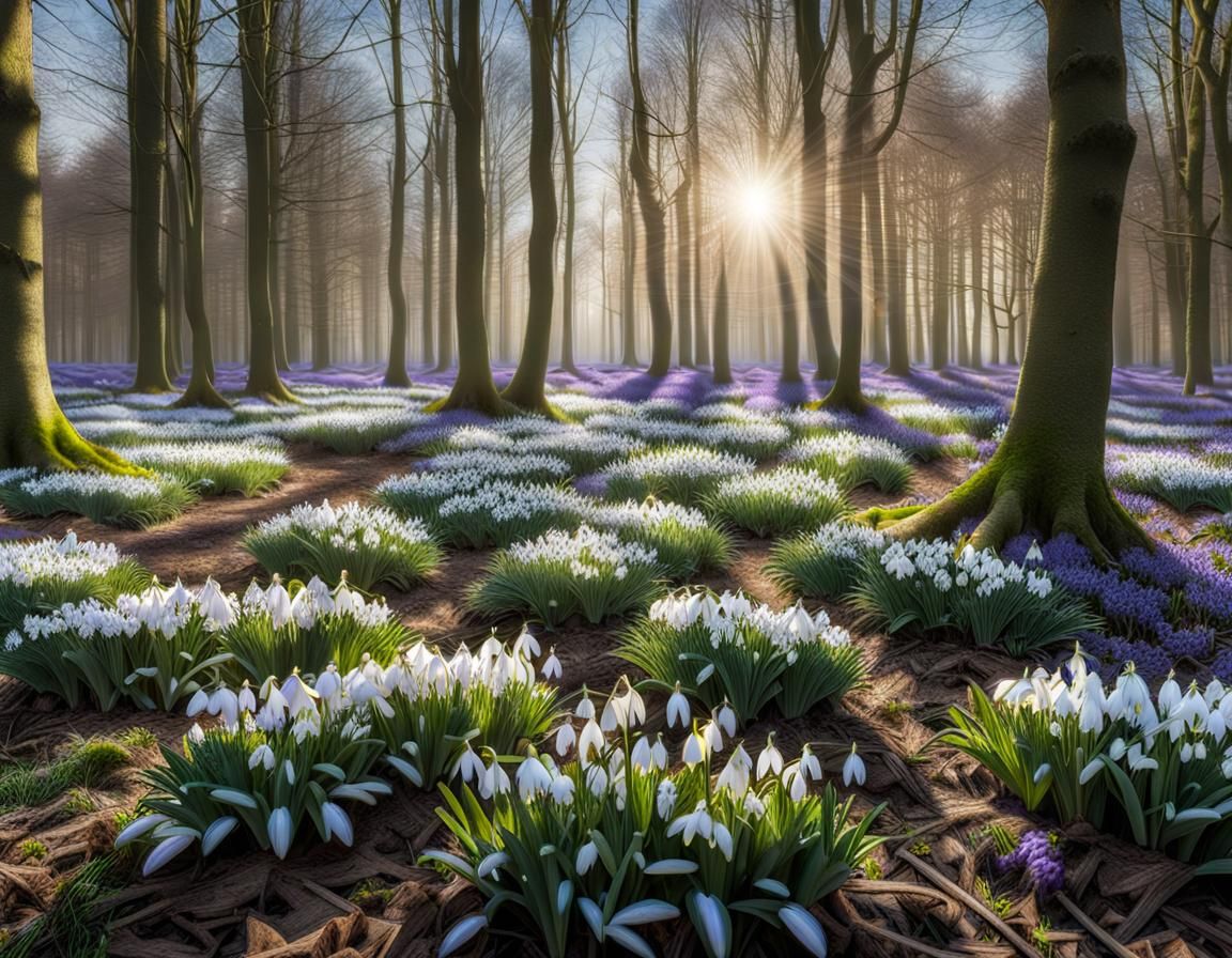 Sunlit Dutch Forest in Spring: Hyperrealistic Photorealism
