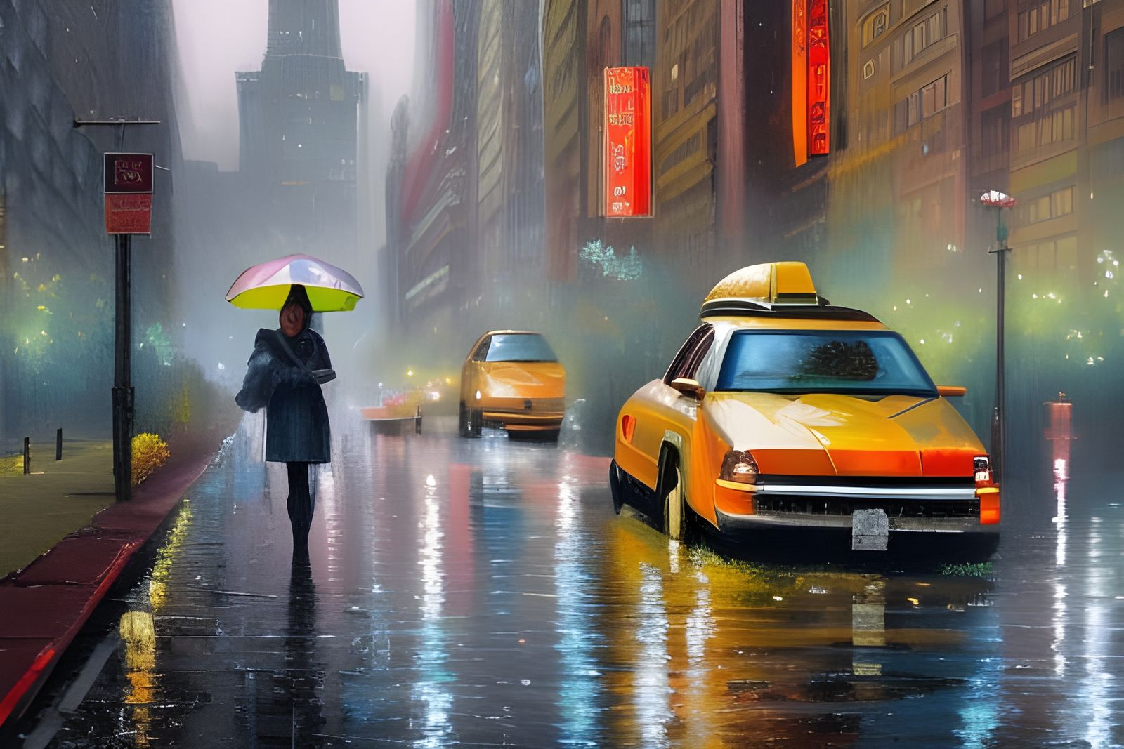 Post-Apocalyptic New York Street Scene with Girl