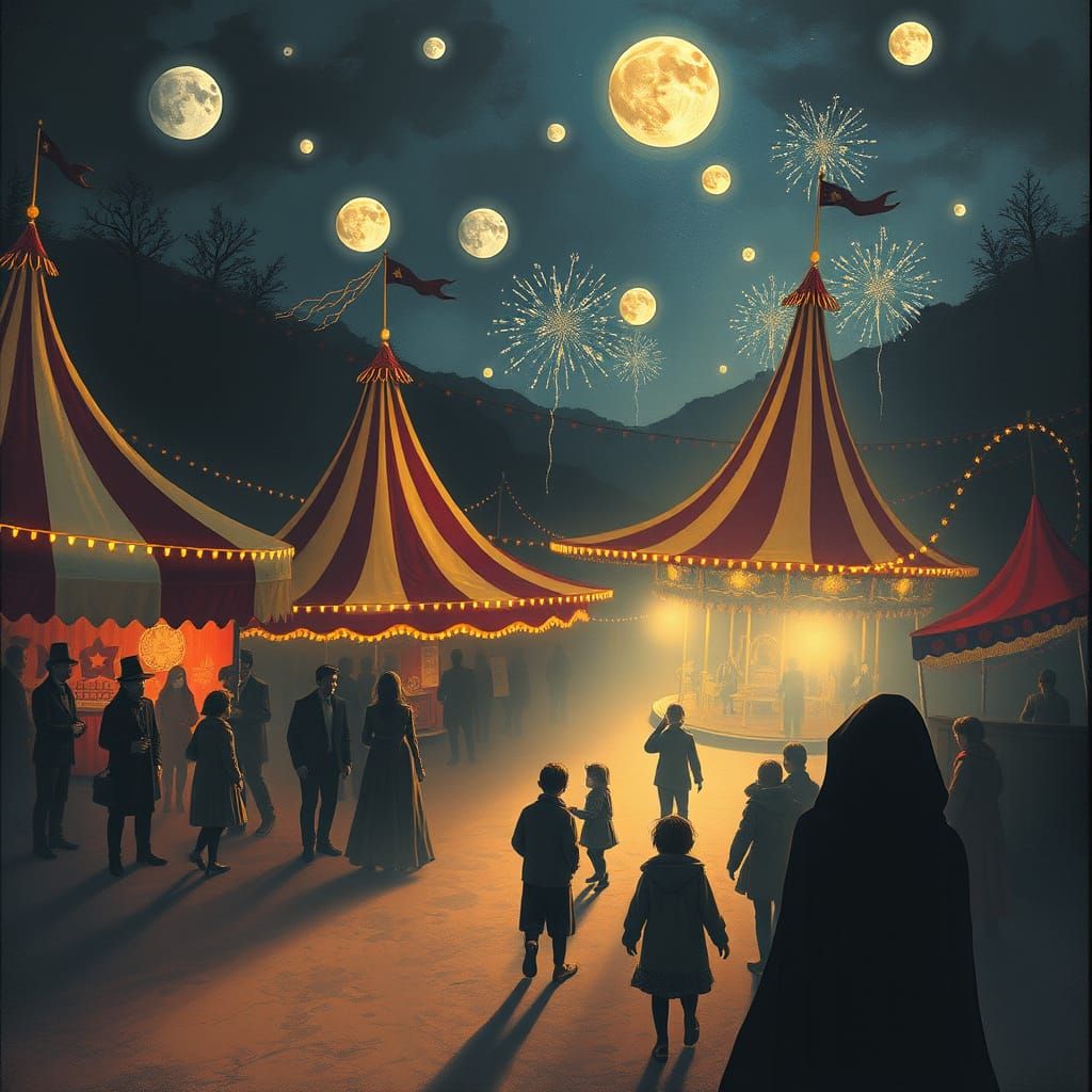 Enchanted Carnival of Luminous Shadows Under Many Moons