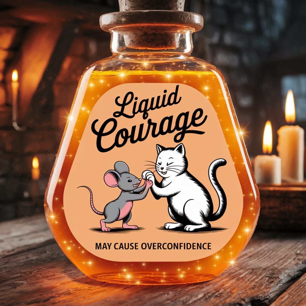 Ethereal Potion in Tavern Setting with Arm Wrestling Mouse a...