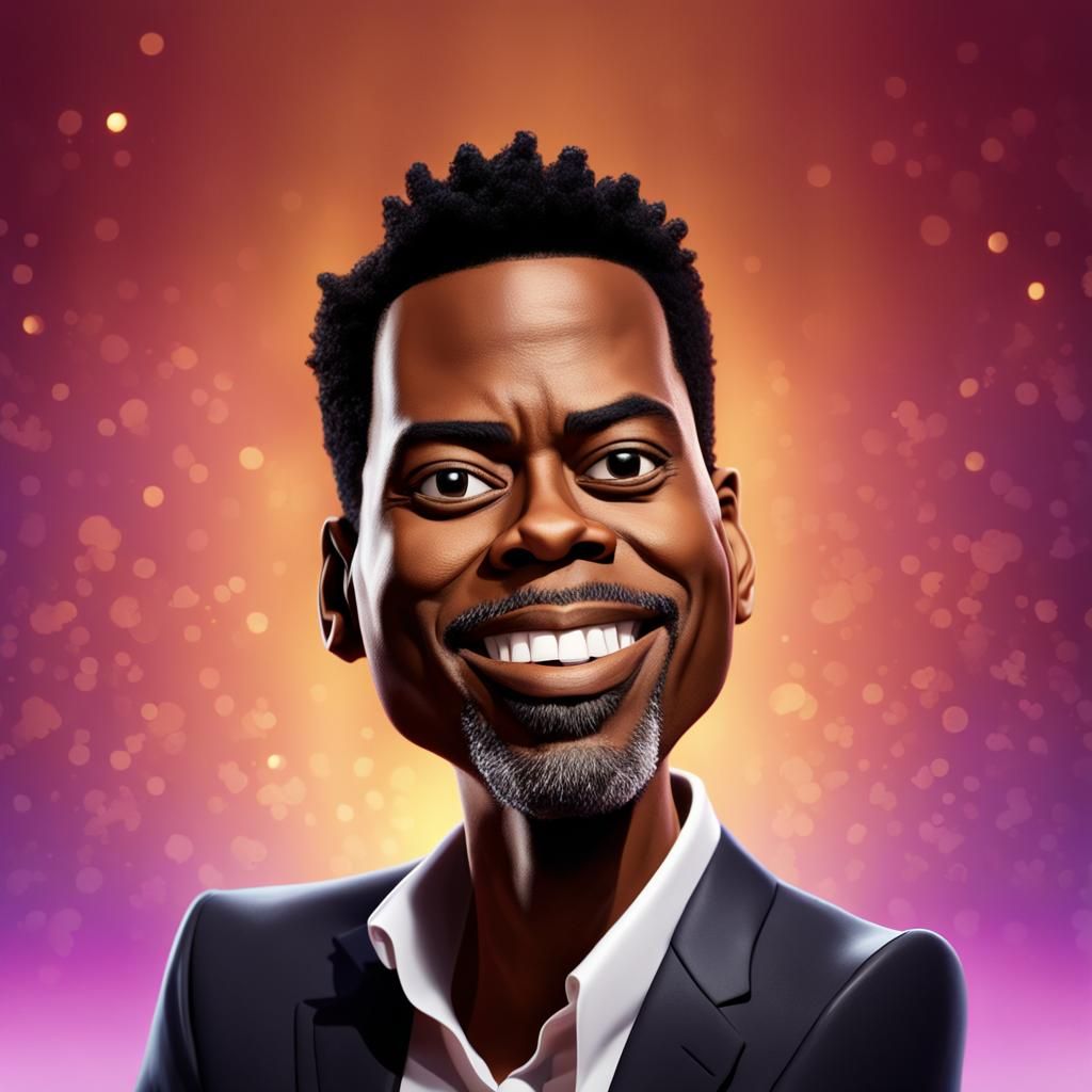 Chris Rock Oscars Caricature in 3D Digital Art