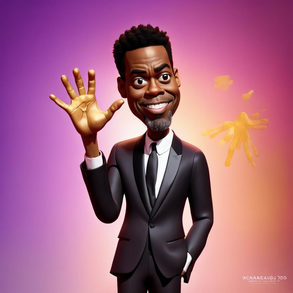 Chris Rock Oscars Caricature: Pixar Style 3D Art