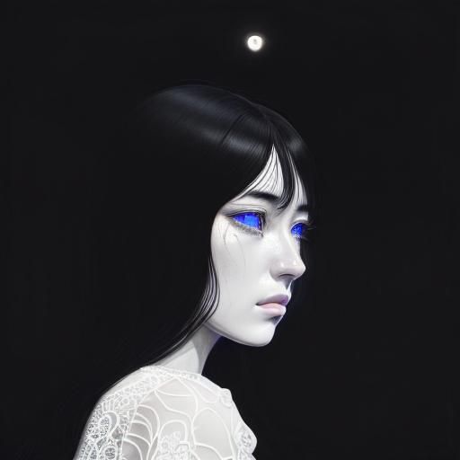 Sad Girl in Rain, Hyperdetailed Charcoal Drawing