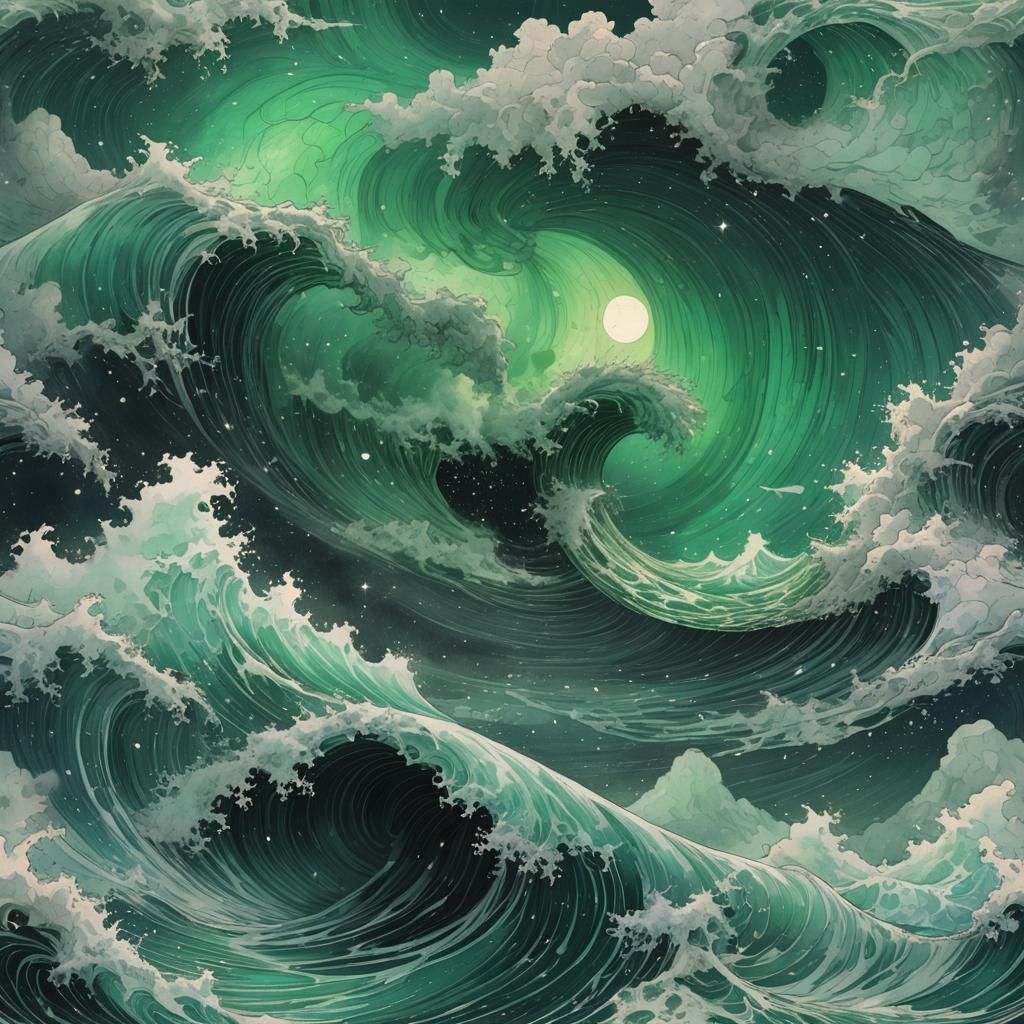 Cosmic Wave Frozen in Time: A Visionary Illustration